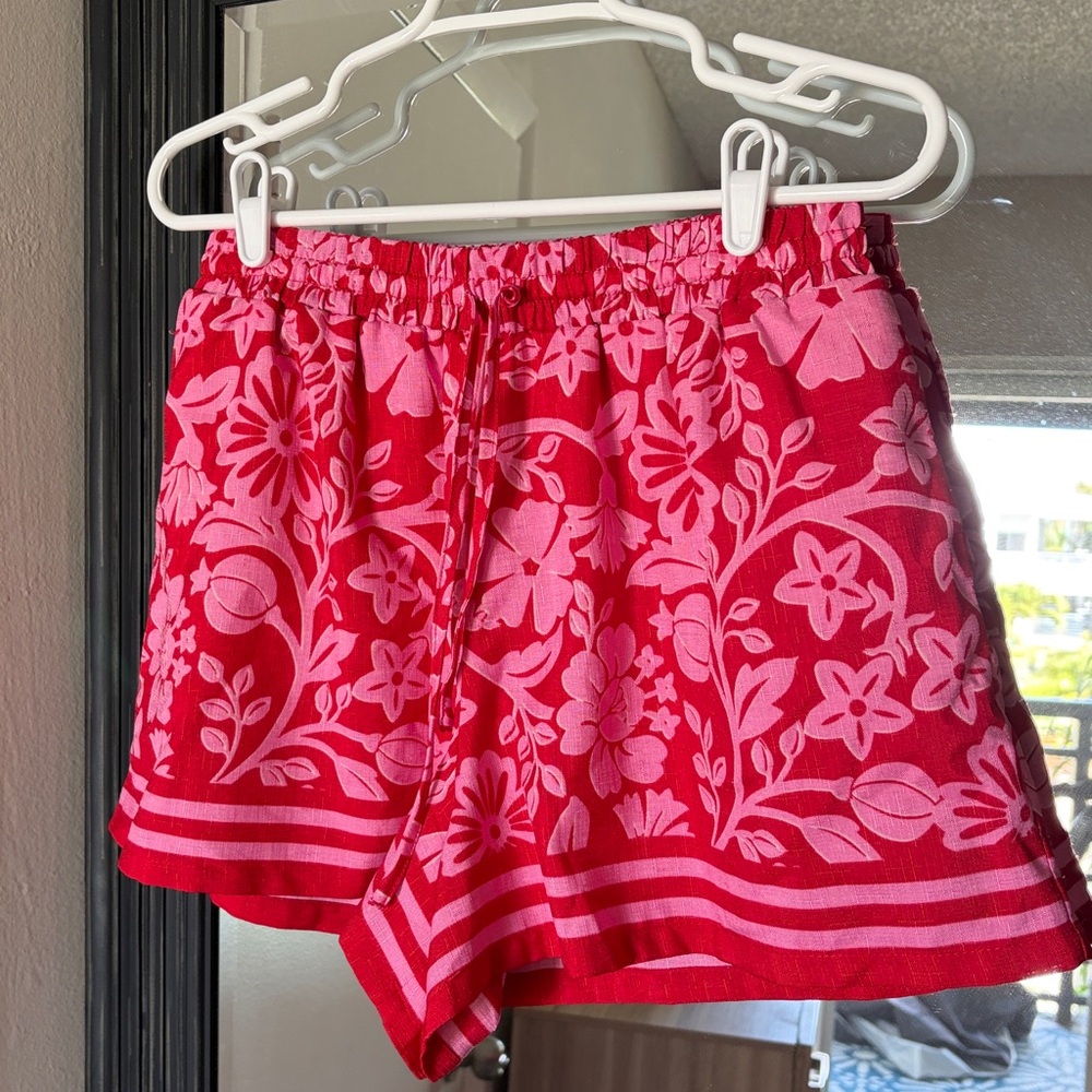 Floral Red and Pink Shorts